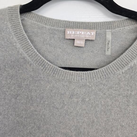 Repeat 100% Organic Cashmere Short Sleeve Sweater Size 38 S Gray Minimalist Chic - Picture 9 of 9